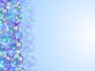 Abstract blue background with rising bubbles, vector illustration