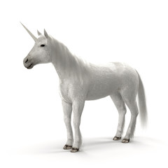 Naklejka na ściany i meble Unicorn on White 3D Illustration