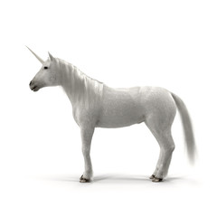 Fototapeta na wymiar Unicorn on White 3D Illustration