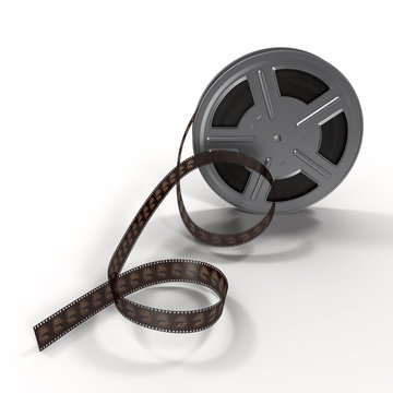 Movie film reel on white 3D Illustration