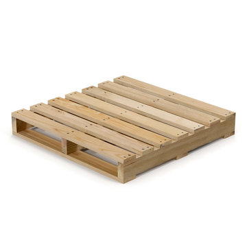 Wooden pallet isolated on white 3D Illustration