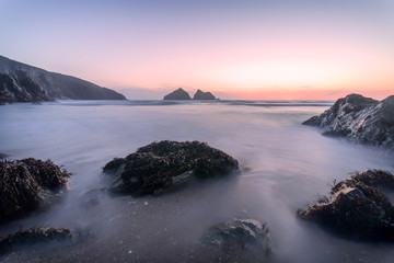 Holywell bay cornwall england uk at sunset