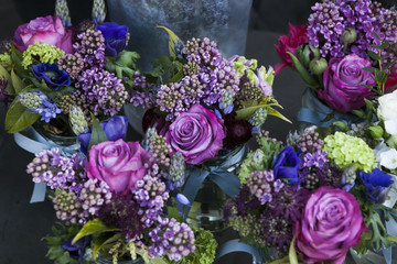 Beautiful bouquet of  rose, lilac and Astrantia flower