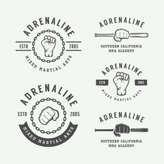 Fototapeta premium Set of vintage mixed martial arts or fighting club logos, emblem