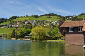 Fototapeta na wymiar Oberrägeri am Ägerisee, Kanton Zug, Schweiz