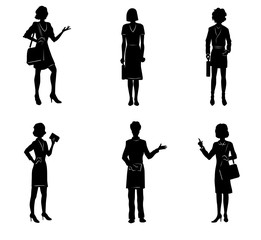 Six businesswomen silhouettes