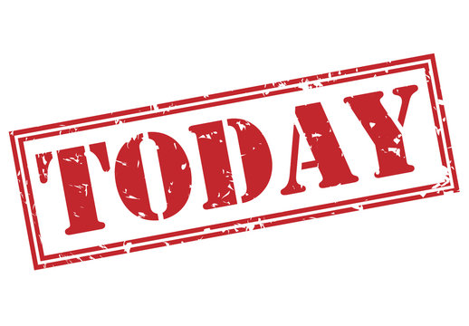 today red stamp on white background