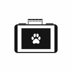 Suitcase for animals icon, simple style