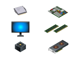 Six computer parts