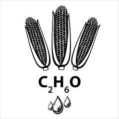 Corn ethanol biofuel, alternative energy supply source icon Vector Illustration