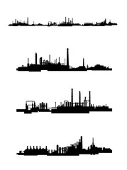 Naklejka premium Three factories silhouettes