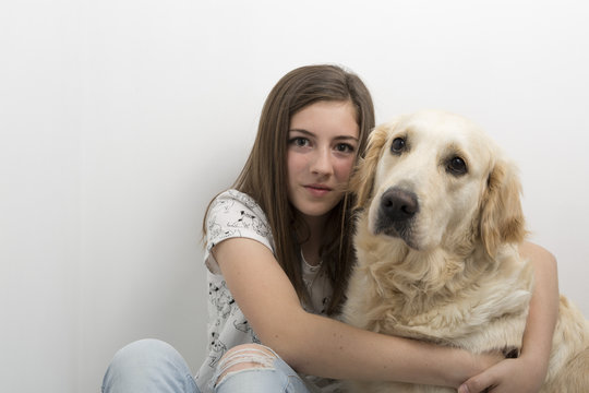 young girl with her dog
