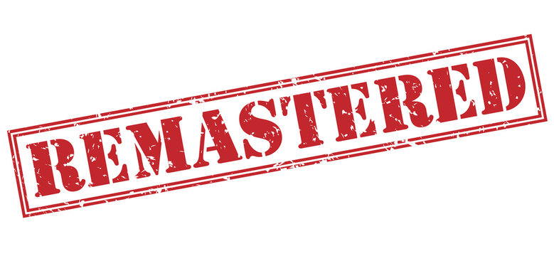 remastered red stamp on white background