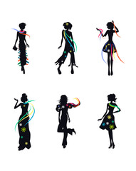 Six girls silhouettes
