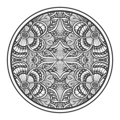 Background   with Zen-doodle pattern black on white in circle
