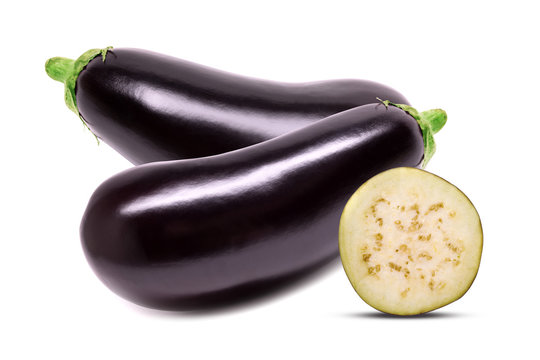 Raw eggplant isolated on a white background