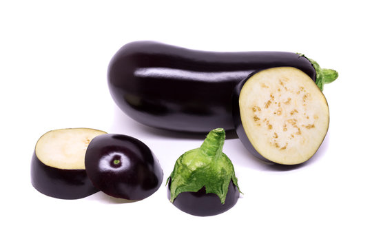 Raw eggplant isolated on a white background