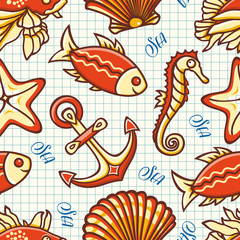 Marine pattern. Seamless. Sea background. 