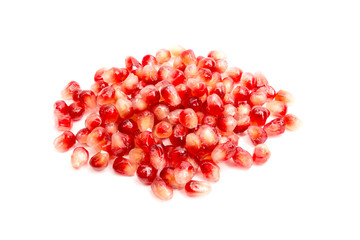 Seeds of pomegranate on a white background
