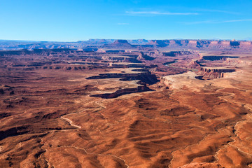 Fototapeta na wymiar Needles Overlook-Canyon Rims Recreational Area BLM lands-Utah. This spectacular overlook encompasses views of the entire Canyonlands National Park as well as the Manti La Sal Mountains.