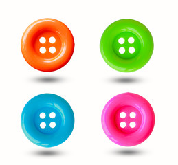 Colorful buttons isolated on white background.