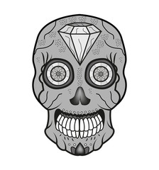 Vector illustration of a skull in greyscale for tattoo, teschio vettoriale in scala di grigi per tatuaggio
