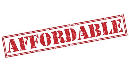 affordable red stamp on white background