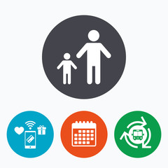 One-parent family with one child sign icon.