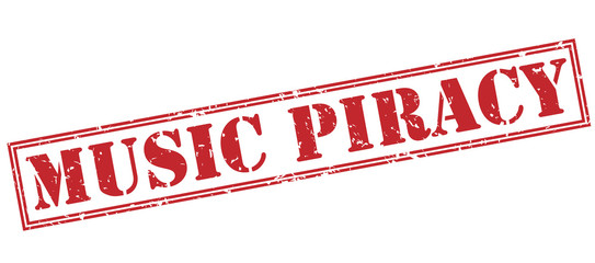 music piracy red stamp on white background