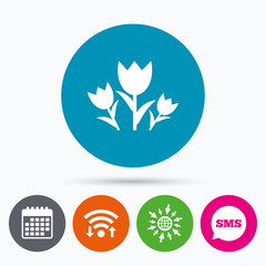 Flowers sign icon. Roses symbol.