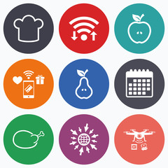 Food icons. Apple and Pear fruit symbols.