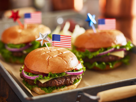 patriotic 4th of july themed burgers at picnic