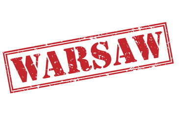 warsaw red stamp on white background