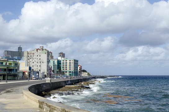 Malecon - famous promenade in Havana, Cuba