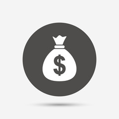 Obraz premium Money bag sign icon. Dollar USD currency.