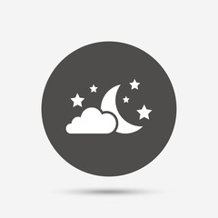 Moon, clouds and stars sign icon. Dreams symbol.
