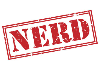 nerd red stamp on white background