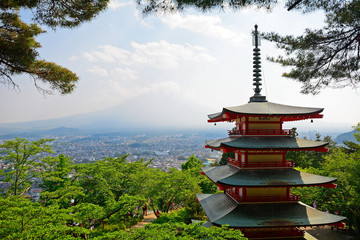 Mt. Fuji and the Chureito Pagoda, Fujiyoshida, Japan
