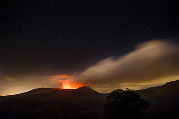 masaya volcano night view during eruption