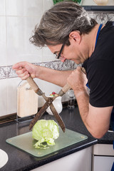 Chopping lettuce