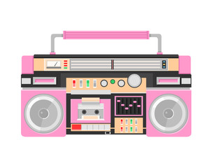 Vector illustration of 80s Ghetto Blaster internet icon.
1980s Ghetto Blaster tape and radio player - Retro Boom box vintage tape player.
