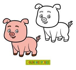 Obraz na płótnie Canvas Coloring book for chilren, little pig