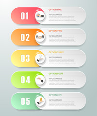 Abstract 3d infographic template 5 steps, can be used for workflow layout, diagram, number option