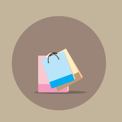 Paper Empty Shopping bag. Vector icon.