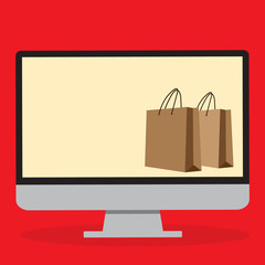 Flat design vector illustration concept for online ordering goods, e-commerce
