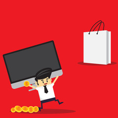 Guy With  Shopping Bags Vector Illustration in Cartoon