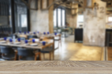 wooden table for display or montage your product with blur backg