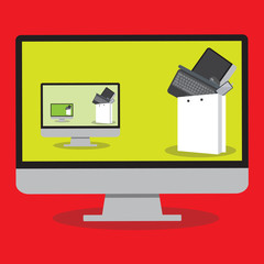 Flat design vector illustration concept for online ordering goods, e-commerce