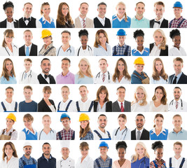 People With Different Profession In Row