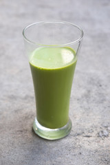 Matcha green tea latte beverage in glass